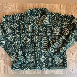 Vintage Fair Isle Shacket Size Medium Unisex Jacket Essentials Style Green EUC